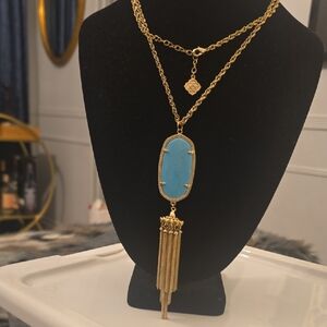 Kendra Scott Gold Necklace with Blue Pendant